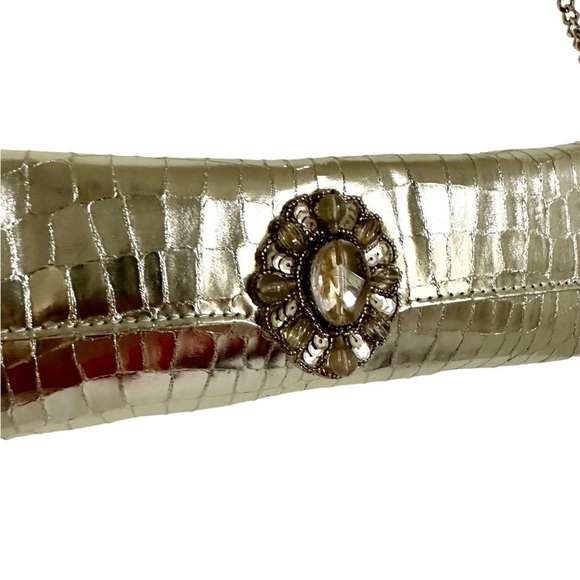 Chico’s gold Croco chain shoulder bag / clutch - Picture 5 of 11